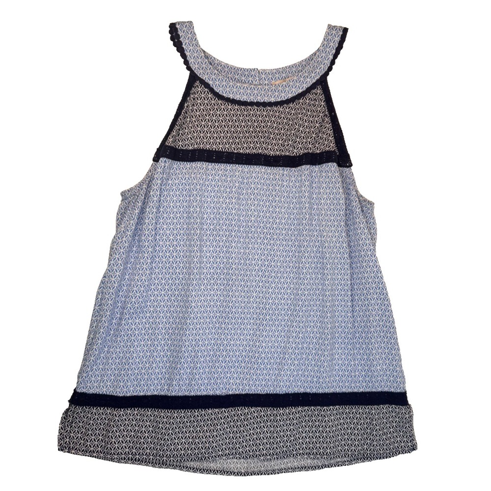 Anthropologie Skies‎ are Blue Crochet Halter Tank Womens XS Navy Flowy Festival